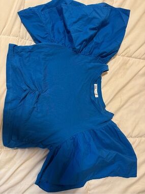 Zara Bright Blue Tee with Crew Neck